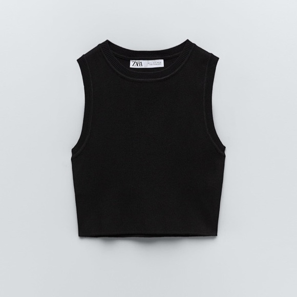 Zara Basic Cropped Knit Top - Picture 3 of 5